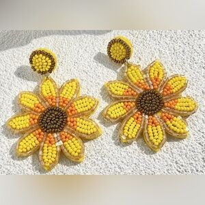 New Set of Sunflower earrings beaded bohemian boho flower spring summer